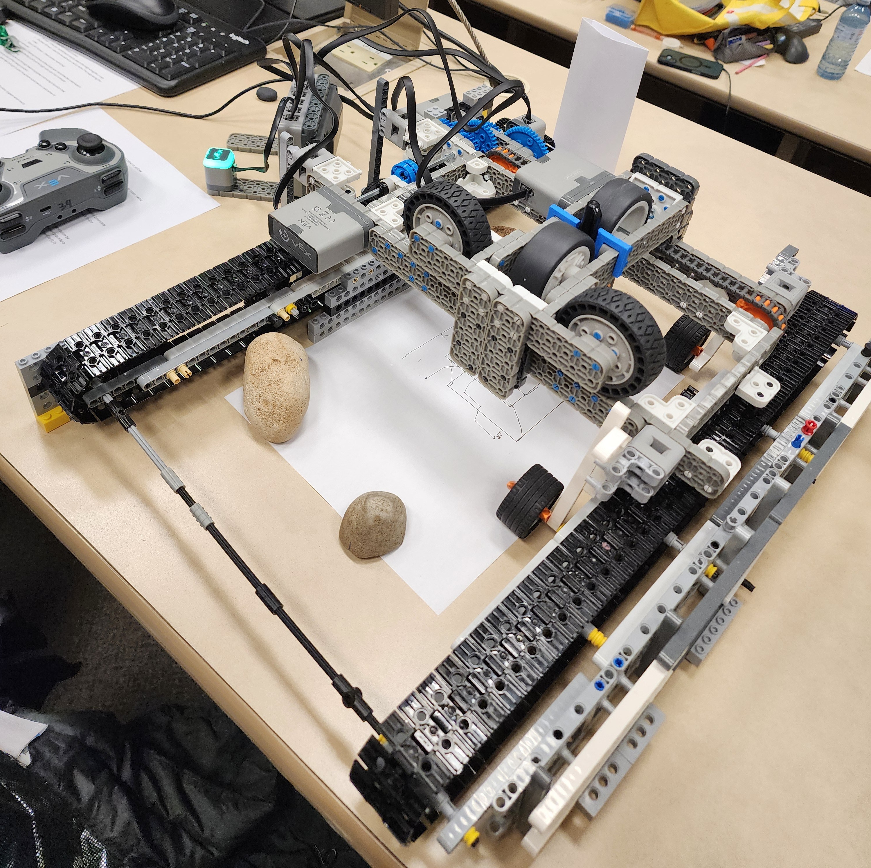 VEX pen plotter prototype showing its two-axis gantry and drawing surface
